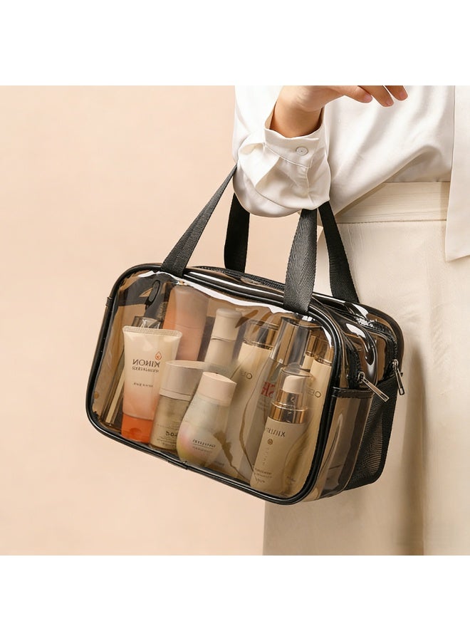 Large Transparent Toiletries Bag for Travel - Waterproof Double-Layer Cosmetic & Makeup Organizer with Double Zipper - TSA Compliant Carry-On for Men & Women, Ideal for Hajj, Umrah, Beach & Gym - Image 2